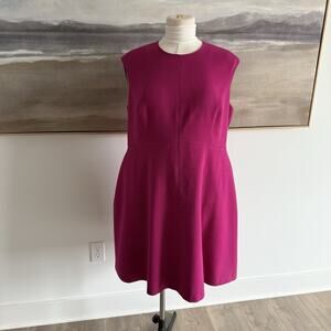 Vince Camuto Fit And Flare Dress Size 14W Fuchsia Pockets Back Zip Party/Work